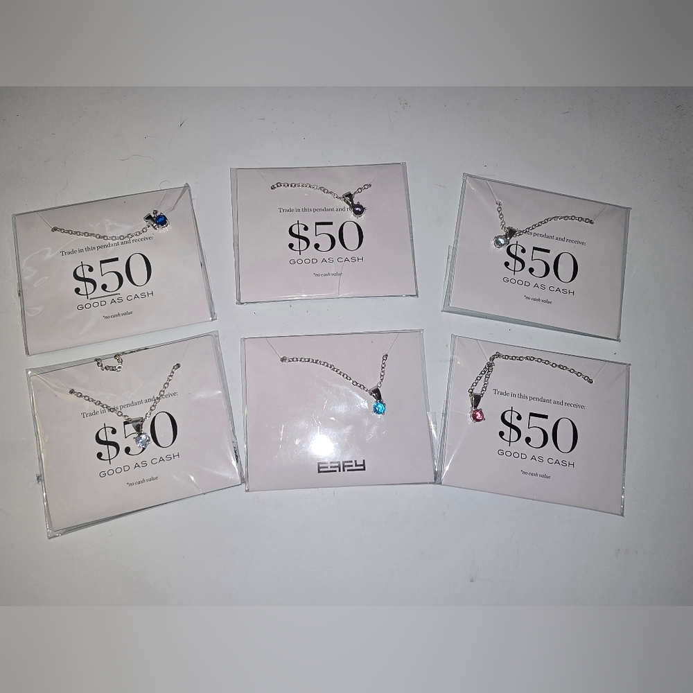 6 NEW Effy Silver Tone gemstone Necklaces
